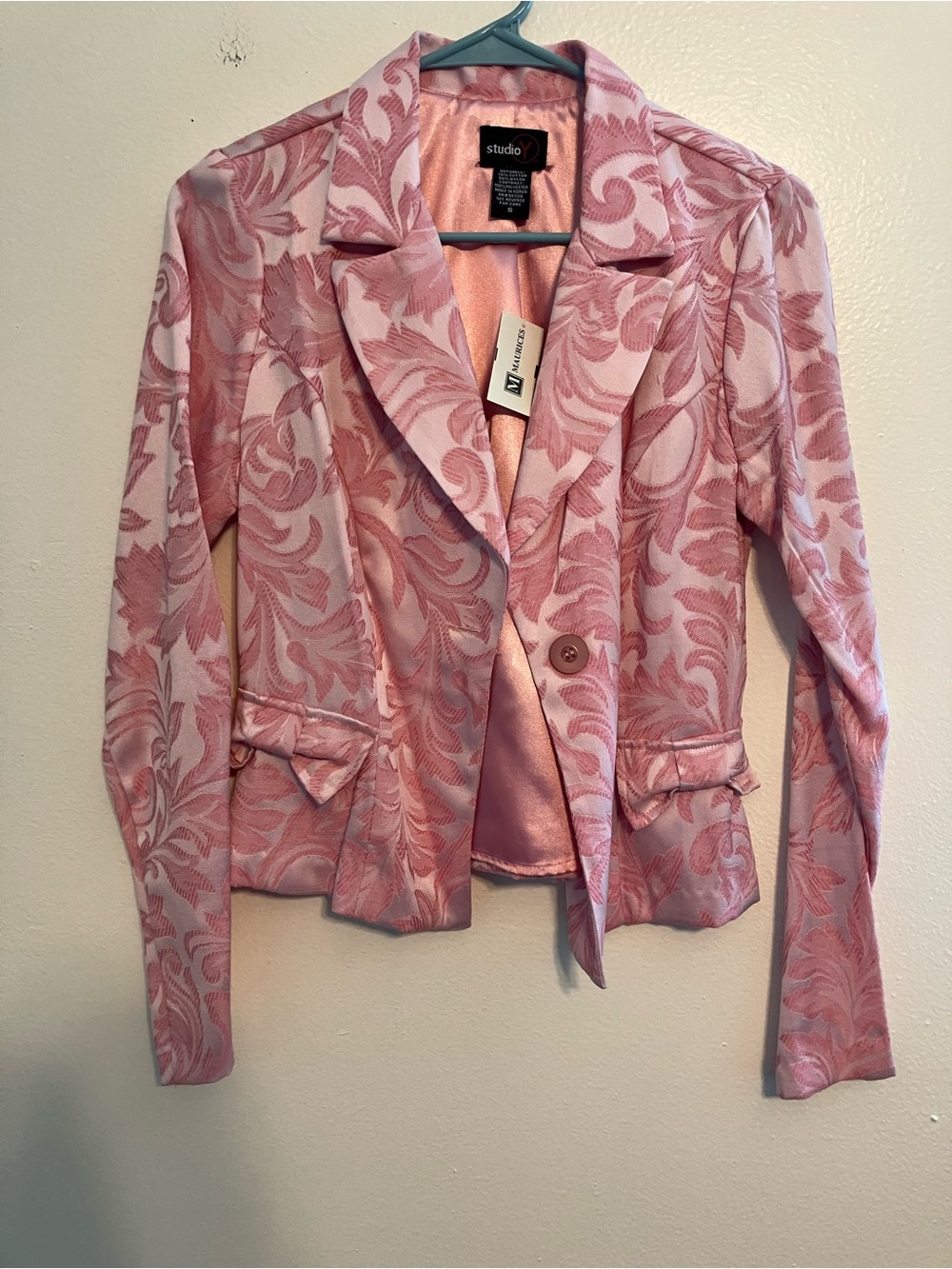 Studio Y Pink Floral Jacquard Blazer